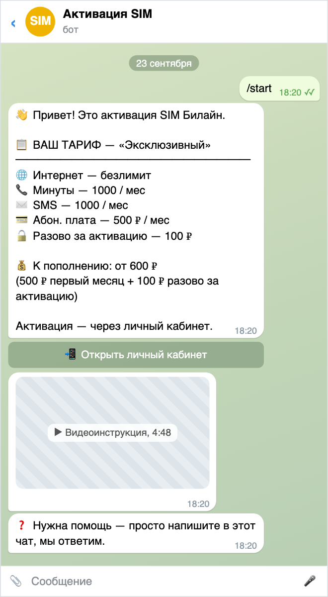 Что видит клиент Билайна после входа